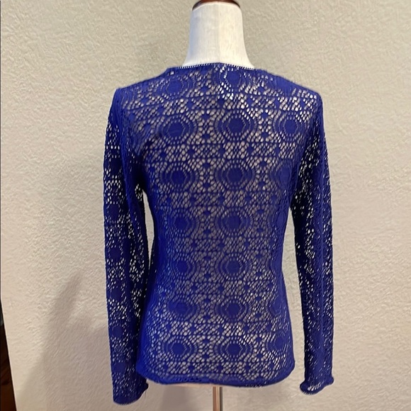 TOMMY BAHAMA Elegant Blue Lace Women's Top SZ Lg - Picture 4 of 5